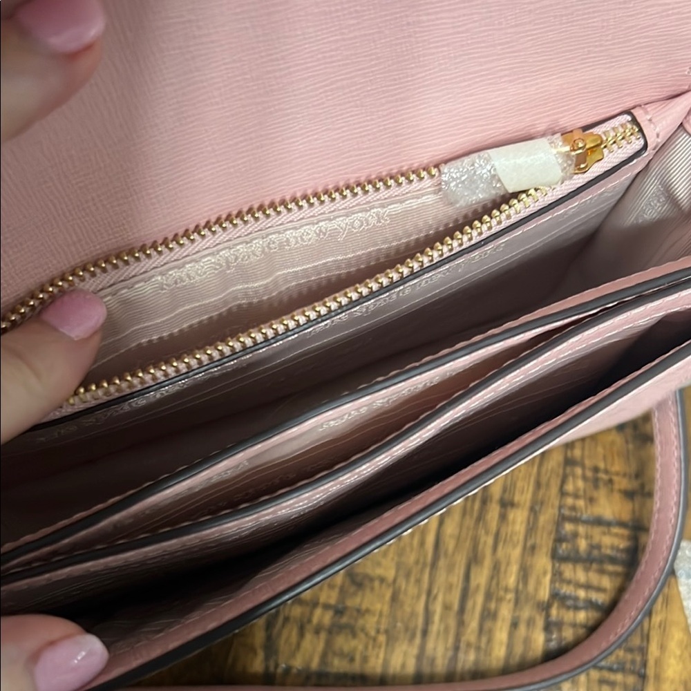 Kate Spade Crossbody Morgan dogwood colorblock saffiano peachy pink burgundy - Picture 4 of 13